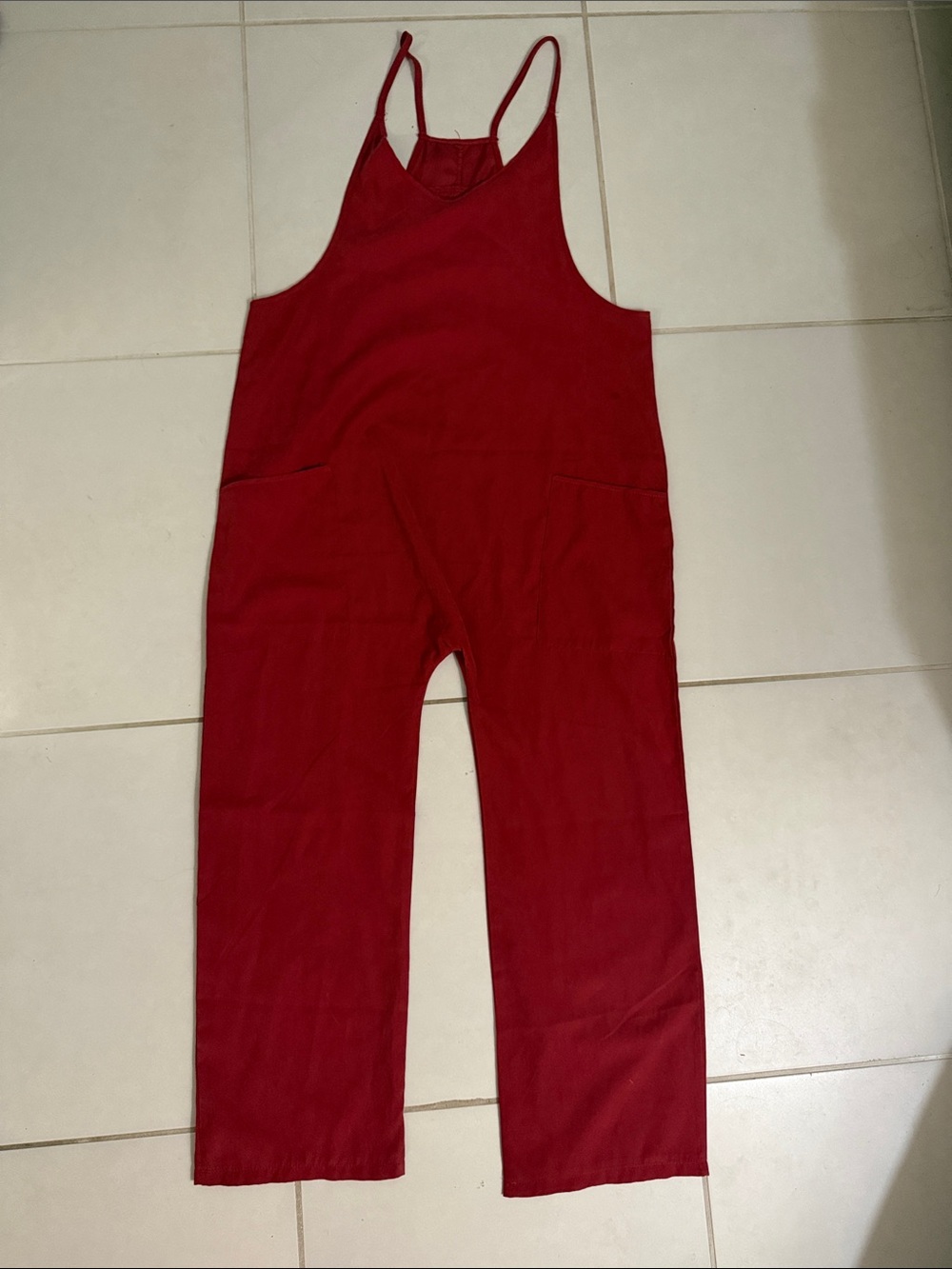 Red Sleeveless Wide-Leg Jumpsuit